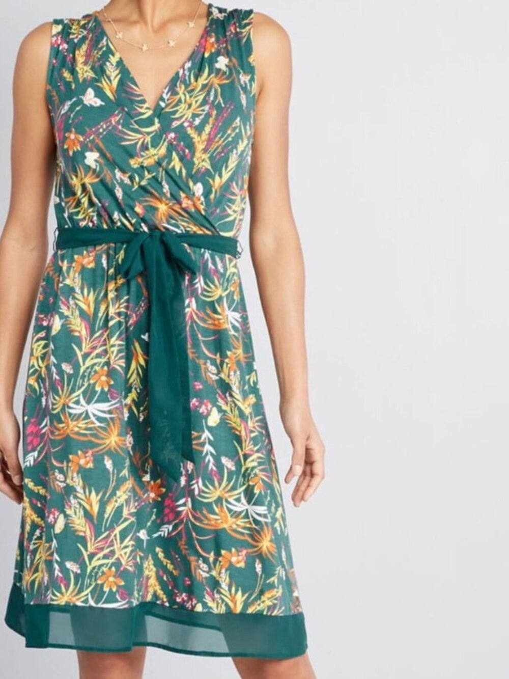 ModCloth Tropical Floral Flowers Butterflies Jersey Dress XL